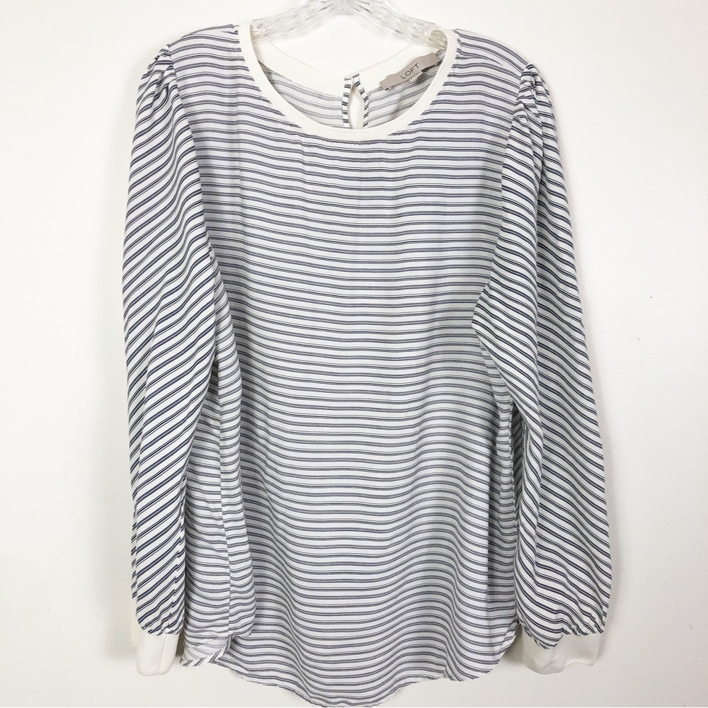 LOFT Long Sleeve Striped Blouse